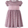 Floral SS Smocked Dress, Purple - Dresses - 1 - thumbnail