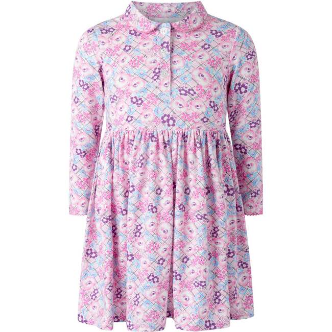 Floral Check Jersey Dress, Pink