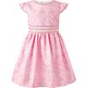 Floral Cap Sleeve Damask Dress, Pink - Dresses - 1 - thumbnail