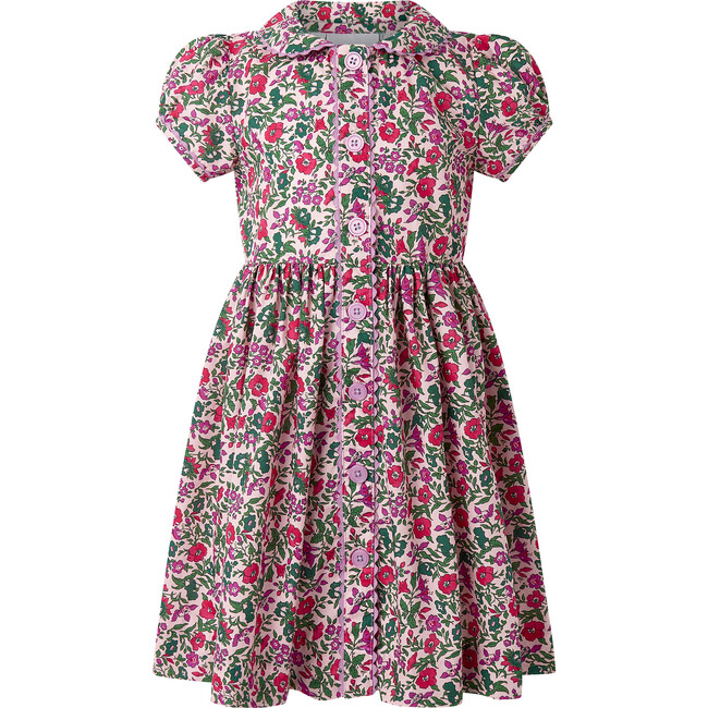 Floral Button-Front Dress, Pink