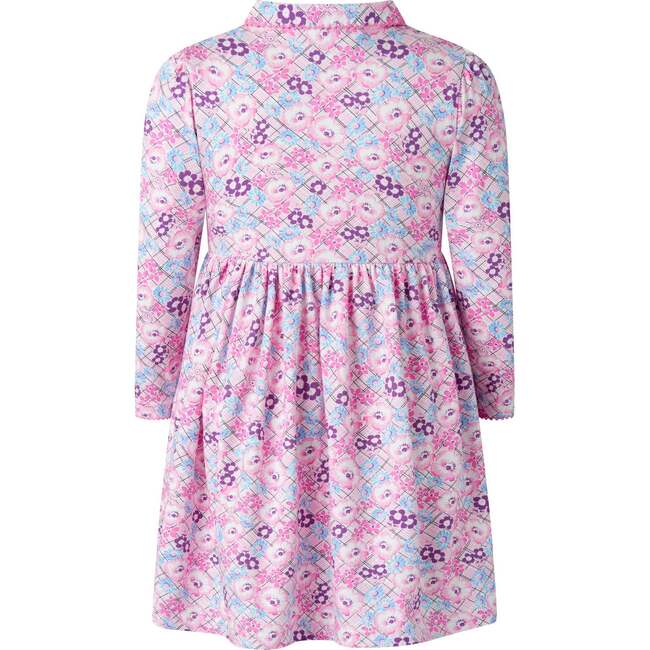 Floral Check Jersey Dress, Pink - Dresses - 2