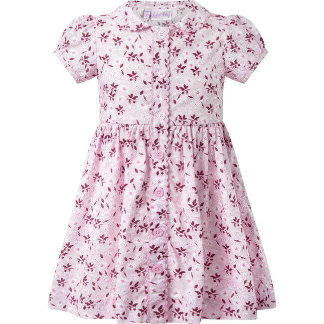 Floral Button-Front Dress, Light Pink