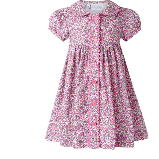 Floral Button Front Dress and Bloomers, Purple