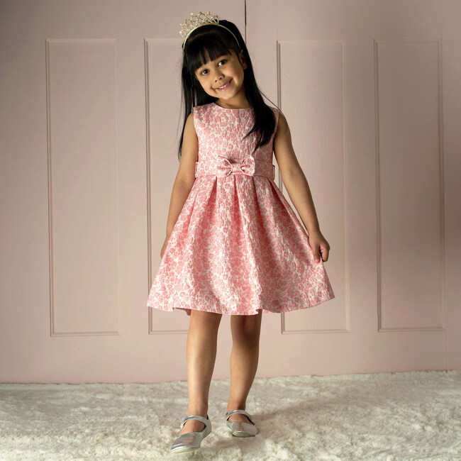 Floral Damask Dress, Pink - Dresses - 3