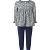 Floral Blouse and Legging Set, Navy - Mixed Apparel Set - 2
