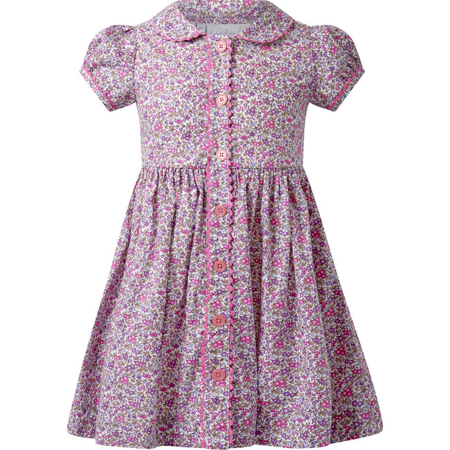 Floral Button Front Dress, Purple