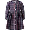 Tartan Button-Front Dress, Navy - Dresses - 1 - thumbnail