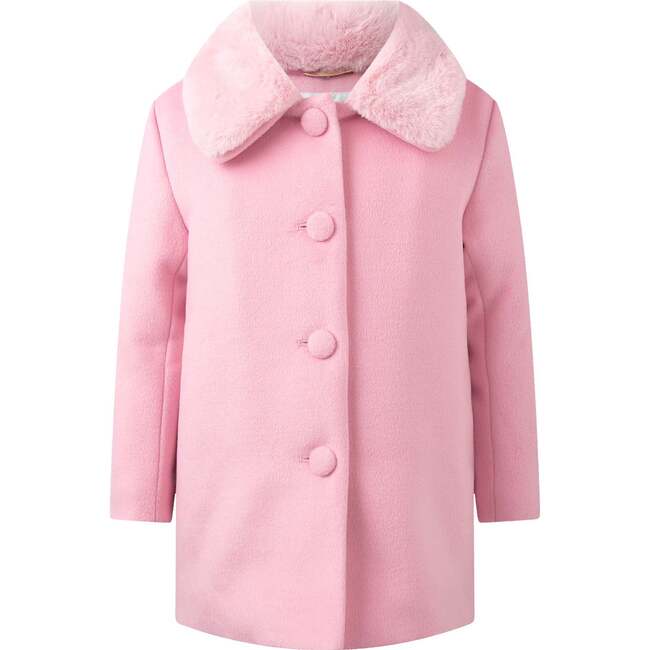 Faux Fur Collar Coat, Pink