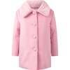 Faux Fur Collar Coat, Pink - Coats - 1 - thumbnail