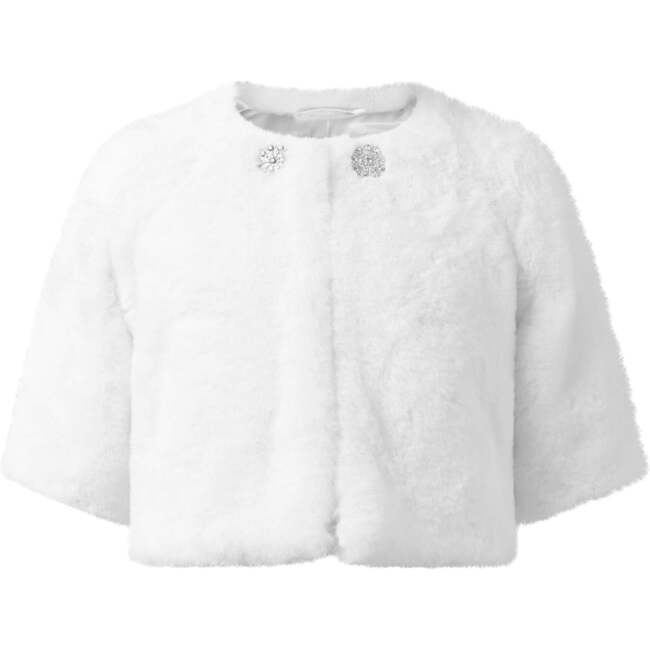 Diamonte Faux Fur Jacket, White