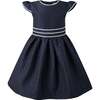 Dot Damask Dress, Navy - Dresses - 1 - thumbnail