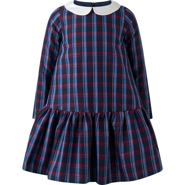 Drop Hem Check Dress, Navy