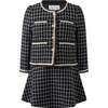 Check Tweed Jacket & Skirt Set, Black - Mixed Apparel Set - 1 - thumbnail