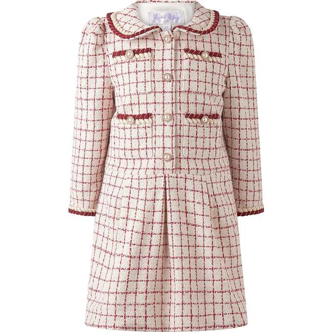 Check Tweed Dress, Red