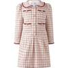 Check Tweed Dress, Red - Dresses - 1 - thumbnail