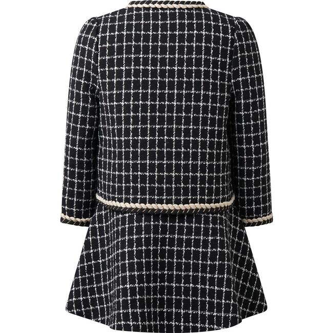 Check Tweed Jacket & Skirt Set, Black
