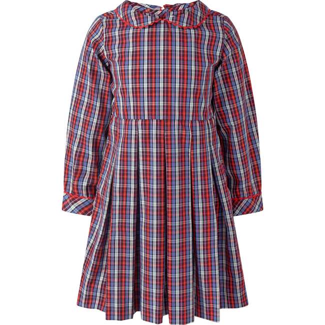 Check Pleated Dress, Red