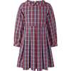 Check Pleated Dress, Red - Dresses - 1 - thumbnail