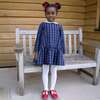 Drop Hem Check Dress, Navy - Dresses - 3