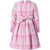 Check Pleated Dress, Pink - Dresses - 2