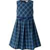 Check Flared Dress, Navy - Dresses - 1 - thumbnail