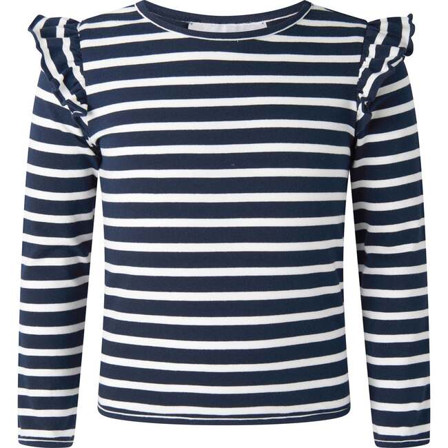 Breton Stripe Ruffle T-shirt, Navy