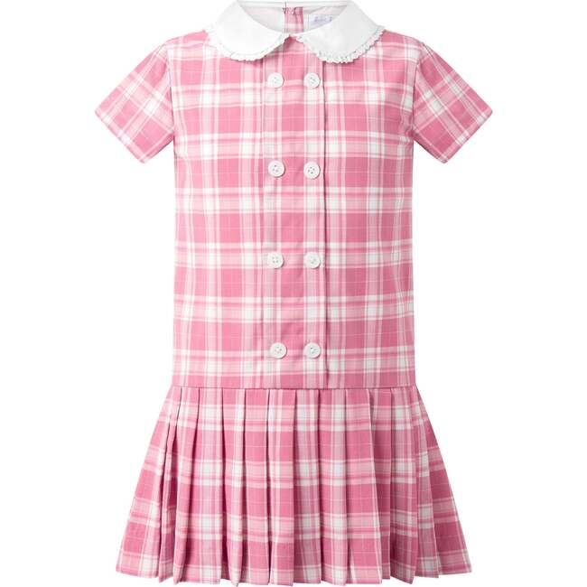 Check Dropped Waist Dress, Pink