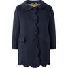 Blackwatch Velvet Trim Coat, Navy - Coats - 1 - thumbnail