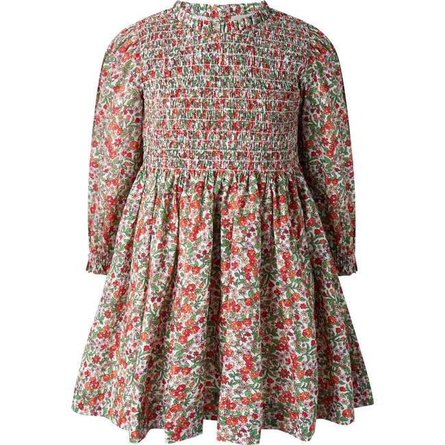 Botanical Ruched Dress, Red