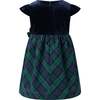 Baby Velvet Blackwatch Check Party Dress, Navy - Dresses - 2