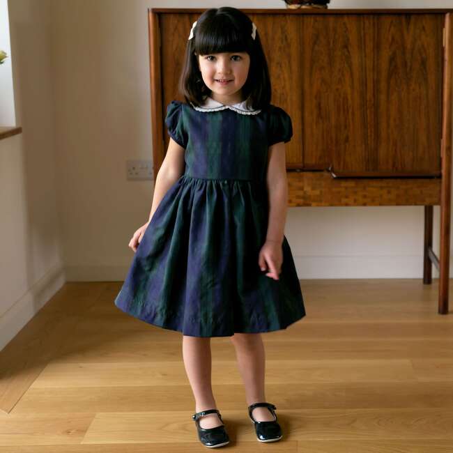 Blackwatch Plaid Dress, Navy - Dresses - 3
