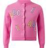 ABC Intarsia Cardigan, Pink - Cardigans - 1 - thumbnail