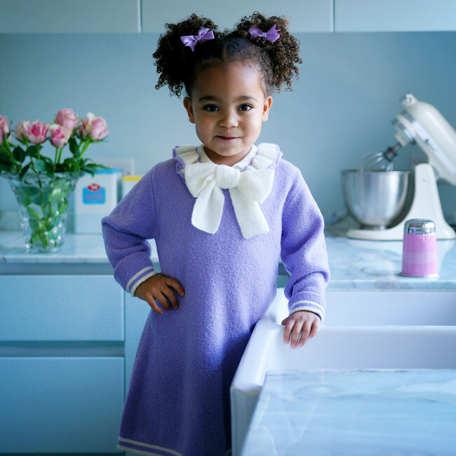 Sparkle Boucle Knit Tunic, Purple - Dresses - 3