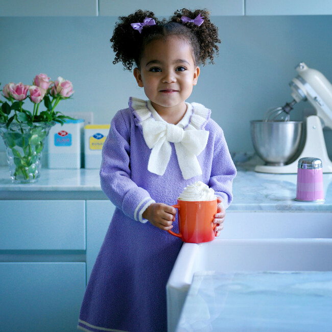 Sparkle Boucle Knit Tunic, Purple - Dresses - 4
