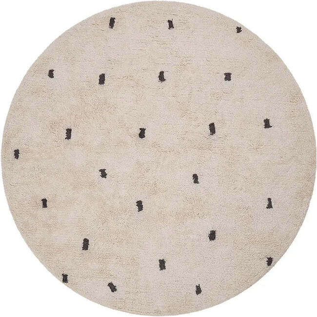 Dotted Washable Organic Cotton Rug, Ebony