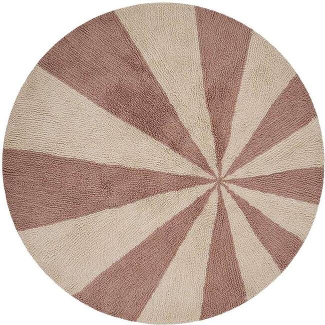 Beach Ball Washable Round Wool Rug, Pink
