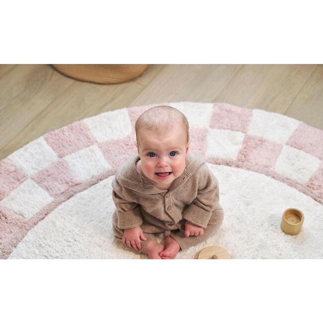 Checkered Charm Washable Round Organic Cotton Rug - Rugs - 3