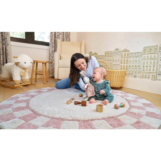 Checkered Charm Washable Round Organic Cotton Rug - Rugs - 4