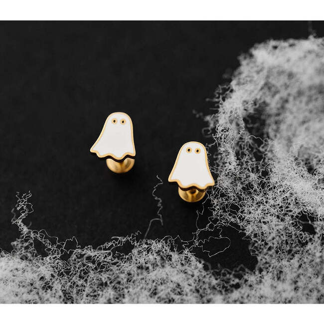 Ghost Stud Earrings, White - Earrings - 3