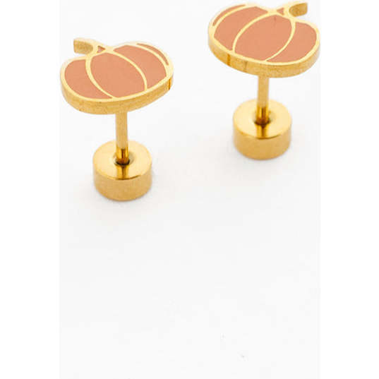 Pumpkin Stud Earrings, Orange - Earrings - 4