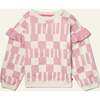Recycled Cotton Pink Block Ruffled Sweatshirt, Pink - Sweatshirts - 1 - thumbnail