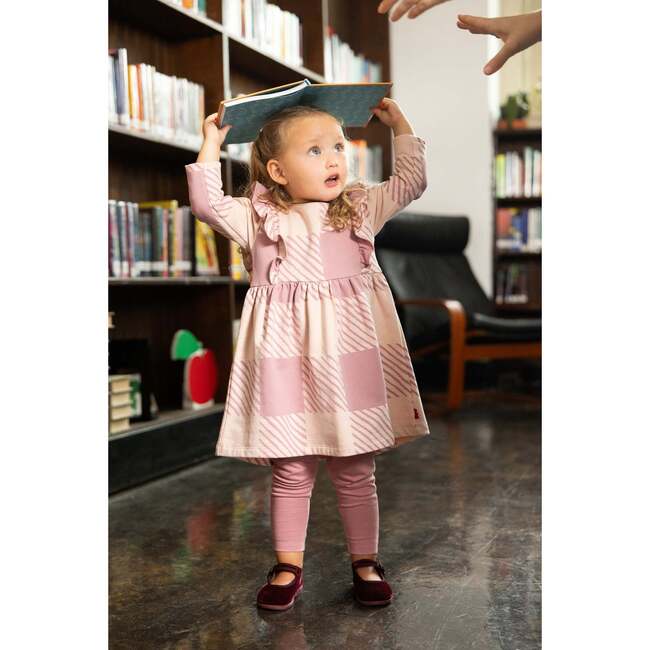 Recycled Cotton Buffalo Check Ruffle Dress, Pink - Dresses - 2