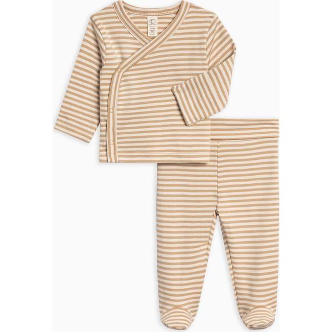 Riley 2 Piece Kimono Wrap Top and Pant Set Clay Stripe