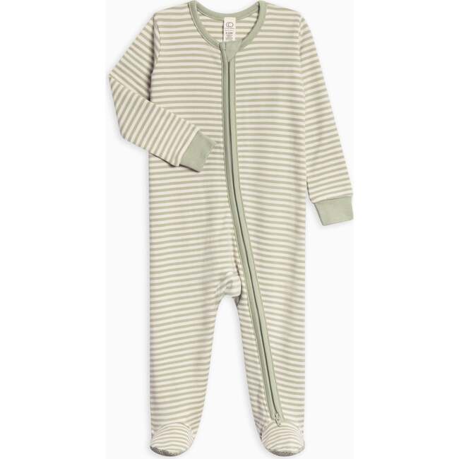 Peyton Zipper Sleeper Mint Stripe