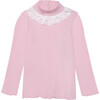 Ribbed Mock Neck with Lace Collar in Rhapsody Rose - Blouses - 1 - thumbnail