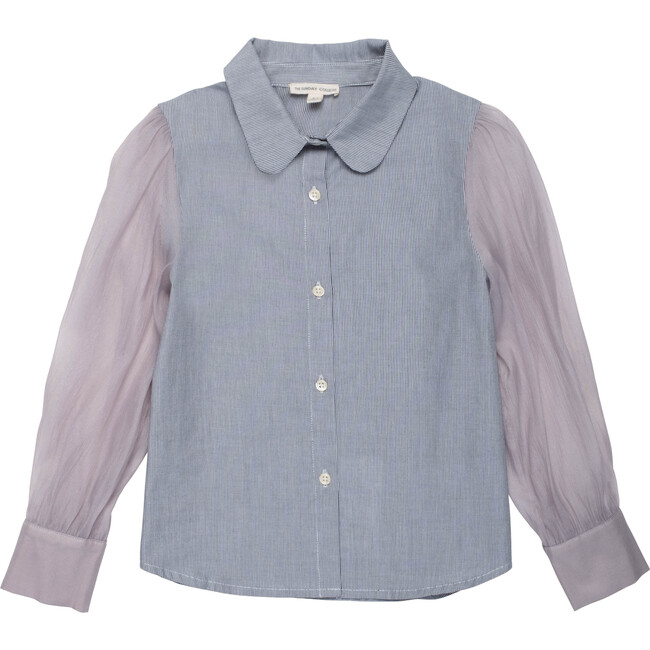 Pinstripe Chiffon Sleeve Blouse