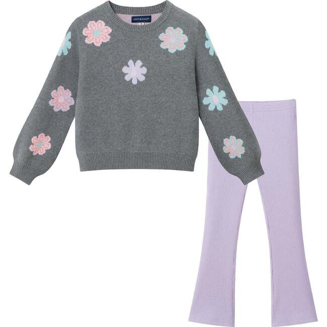 Kids Sweater & Legging Set, Charcoal Floral