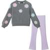 Kids Sweater & Legging Set, Charcoal Floral - Mixed Apparel Set - 1 - thumbnail