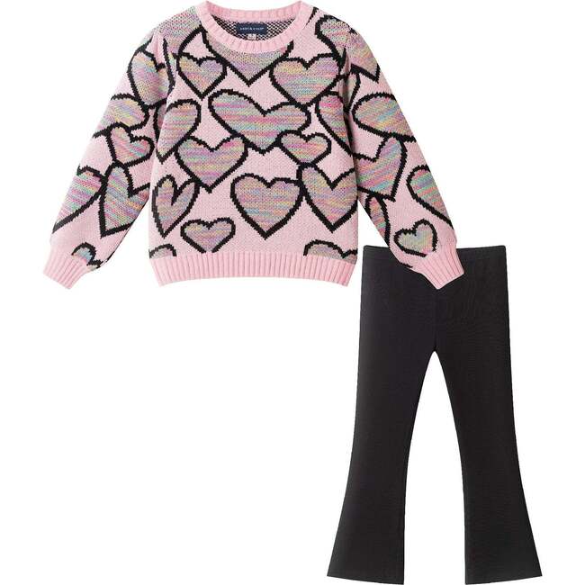 Kids Sweater & Legging Set, Pink Hearts