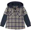 Kids Twofer Hoodie, Brown Plaid - Sweatshirts - 1 - thumbnail